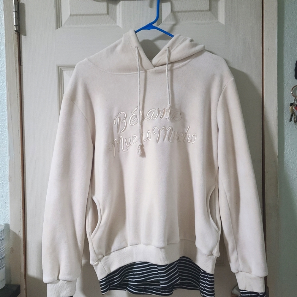 White faux layered hoodie